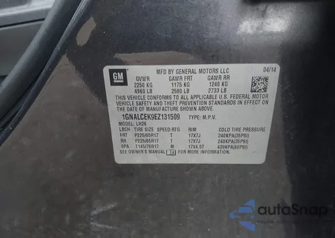 2014 Chevrolet Equinox 2Lt from USA, damaged, VIN 1GNALCEK9EZ131509